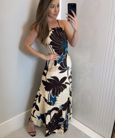Vestido Midi Alças Outono em Flor
