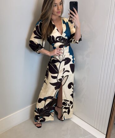 Vestido Midi Outono em Flor