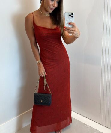 Vestido Tule Alça Mascavo